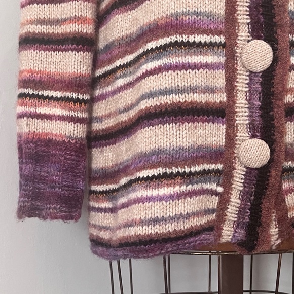 Anthro Sleeping on Snow Long Striped Button Up Sweater / Knit Cardigan - Medium - Picture 3 of 10